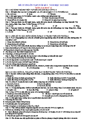 Đề cương ôn tập cuối kì 1 Lịch sử Lớp 12 - Năm học 2022-2023